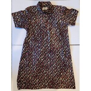 Chapters Couture Women's Abstract Print Shirt Dress Short Sleeve  Colorful